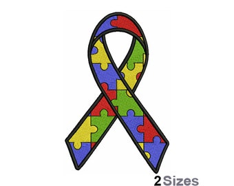Autism Ribbon - Machine Embroidery Design - 2 Sizes