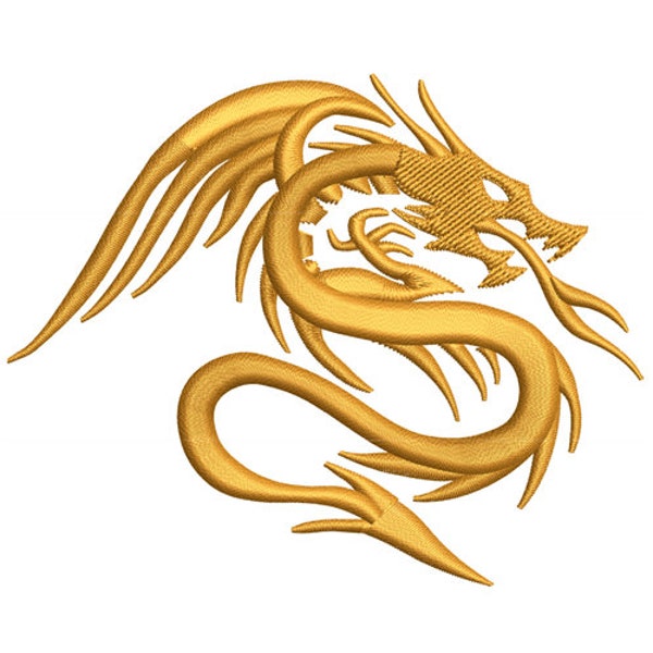 Disegno del ricamo Dragon Fire Machine Design / Dragon Tattoo Digital Embroidery File / Modello di ricamo Drago Spitting Fire