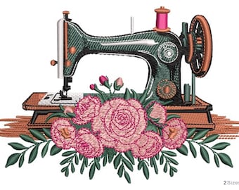 花柄ミシン - 機械刺繍デザイン - 3 サイズ、裁縫はさみ刺繍パターン