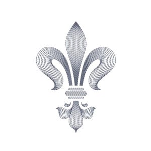 Elegante flor de lis ondulada - Punto de lirio francés - Proyectos y manualidades de bordado - Diseño de bordado a máquina - Descarga digital instantánea