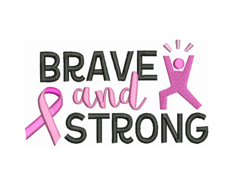 Brave and Strong Awareness Support Ribbon Digital Machine Embroidery  Awareness ribbon Digital Embroidery Pattern