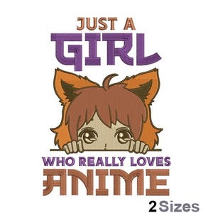 Girl Who Loves Anime Embroidery - Japanese Embroidery - Cartoon Embroidery - Machine Embroidery Design - Digital Instant Download - 2 Sizes