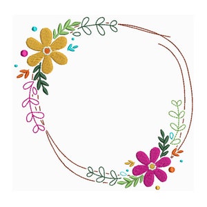Flower Wreath - Floral Embroidery - Flower Design - Machine Embroidery Design - Digital Instant Download - 2 Sizes