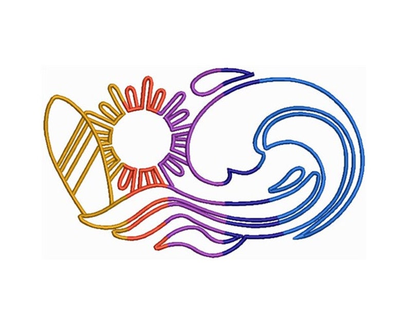 Beach waves machine embroidery design surf board embroidery  etsy Beach waves machine embroidery design surf board embroidery  etsy