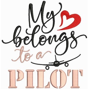 Heart Belongs To Pilot - Machine Embroidery Design