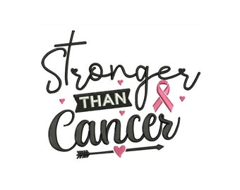 Stärker als der Krebs - Cancer Awareness Ribbon - Stickmuster - Maschinenstickerei Design - digitaler Sofortdownload - 2 Größen
