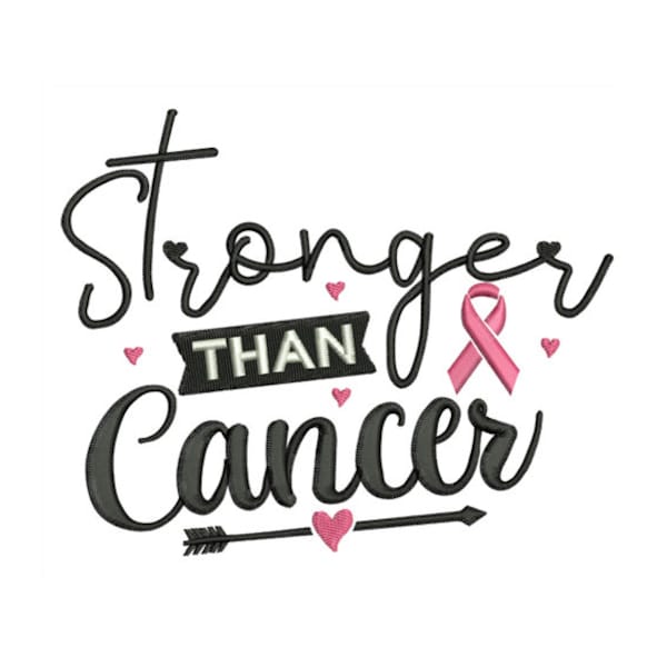 Stronger Than Cancer Quote - Cancer Awareness Ribbon - Embroidery Pattern - Machine Embroidery Design - Digital Instant Download - 2 Sizes