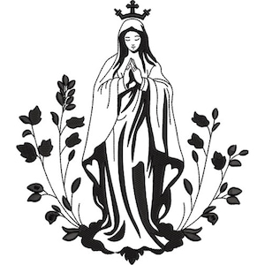 Blessed Virgin Mary Embroidery Design - Religious Machine Embroidery Pattern Digital Download