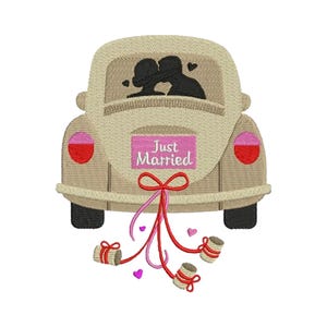 Hochzeit Stickdatei / Brautpaar Stickdatei / Braut und Bräutigam Stickdatei / Married Car Sign Digital Embroidery / Just Married Embroidery