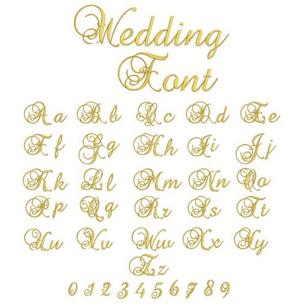Wedding Font - Machine Embroidery Font / Alphabets Monogram Embroidery Letters / Embroidery Font Letters