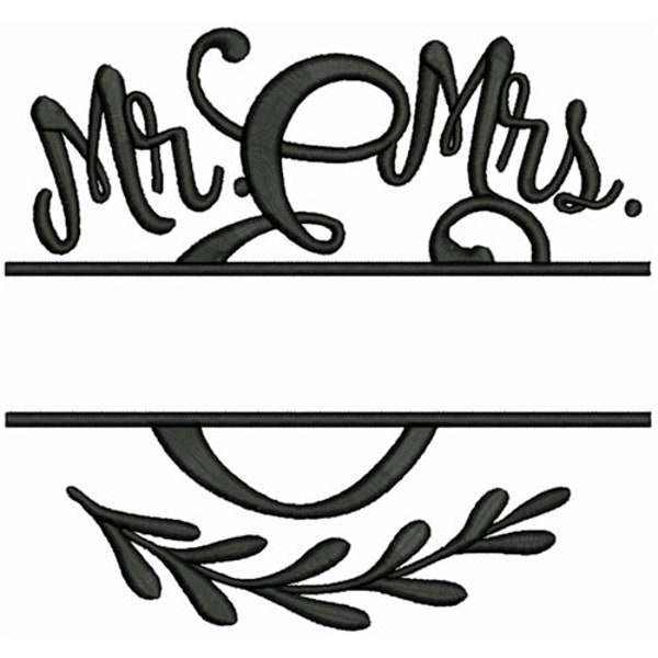 M. &Mme Split Machine Embroidery Design, Wedding Embroidery Designs, Name Drop Embroidery Patterns, Embroidery Files, 2 Tailles 4x4 et 5x7