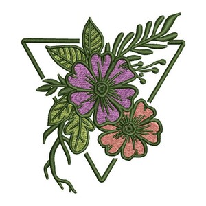 Triangle Blooms Embroidery - Floral Embroidery - Flower Embroidery -  Machine Embroidery Design - Digital Instant Download - 2 Sizes