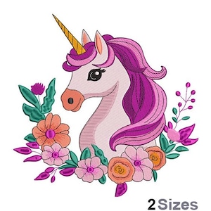 Floral Unicorn Embroidery - Unicorn Embroidery - Horse Embroidery - Machine Embroidery Design - Digital Instant Download - 2 Sizes