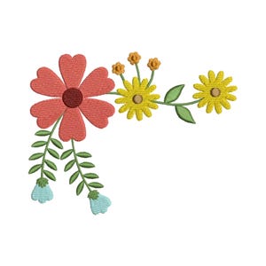 Floral Corner - Floral Embroidery- Flower Decor - Machine Embroidery Design - Digital Instant Download