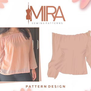 Off Shoulder Top Sewing Pattern / PDF Sewing Pattern, Women Top PDF Sewing Pattern / Trendy Women&#39;s Top Sewing Patterns Downloadable PDF
