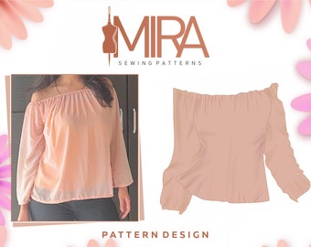 Off Shoulder Top Sewing Pattern / PDF Sewing Pattern, Women Top PDF Sewing Pattern / Trendy Women's Top Sewing Patterns Downloadable PDF