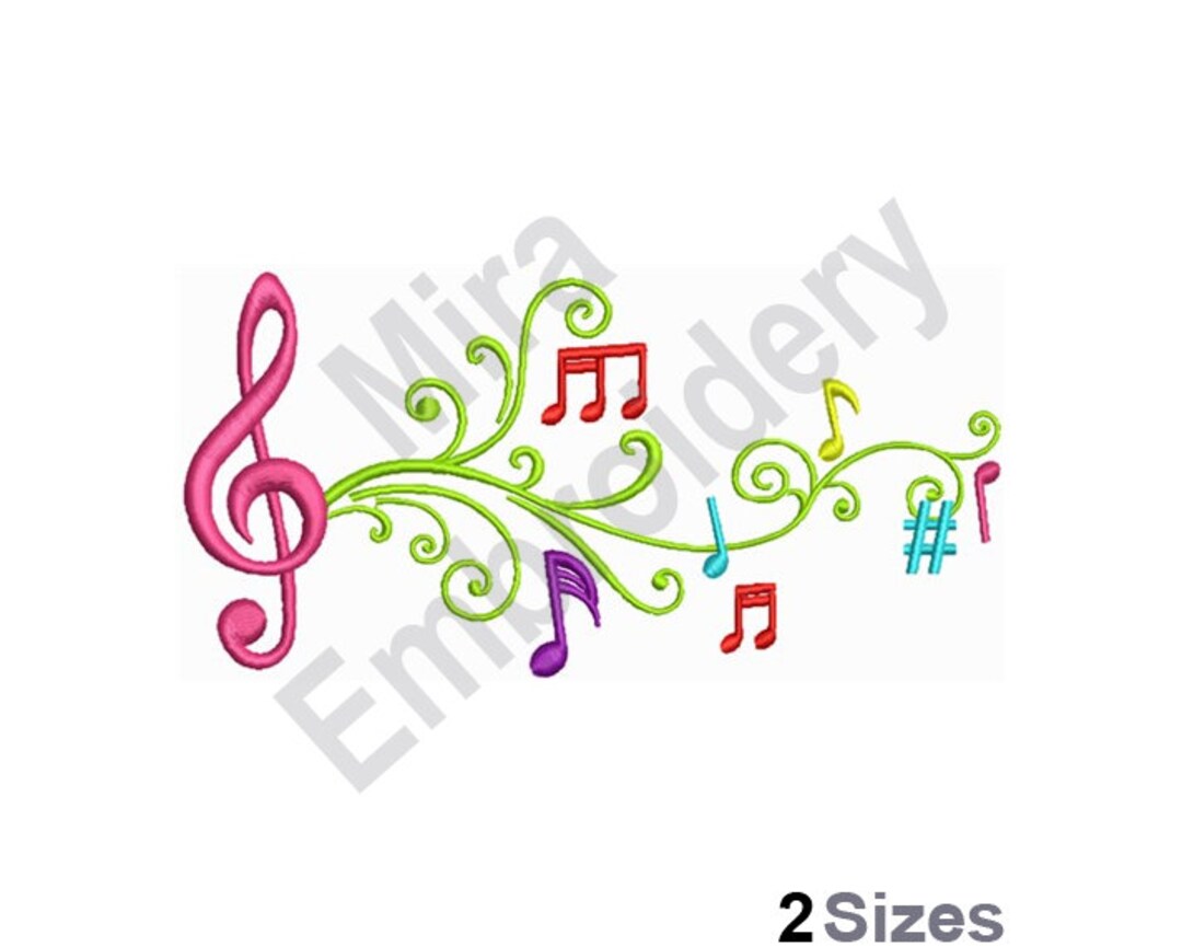 Musical Notes - Machine Embroidery Design / Treble Clef