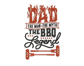 Bbq Legend - Dad Machine Embroidery Design - 2 Sizes, The Man Embroidery Designs, Embroidery Patterns, Embroidery Files, Father Design