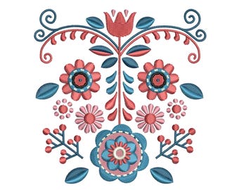 Beautiful Rosemaling Flowers - Scandinavian Folk Floral Pattern ...
