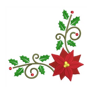 Weihnachtsstern Ecke - Blumenmuster - Garten Dekor - Maschinenstickerei Design - Sofort Download - 2 Größen