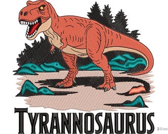 Tyrannosaurus Rex Embroidery Design: Dinosaur Machine Embroidery (Digital Download, 2 Sizes)