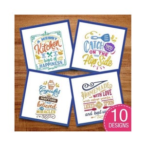 10 My Kitchen My Rules Pack - Kitchen Decor - Cooking Quotes - Machine Embroidery Designs - Digital Instant Download