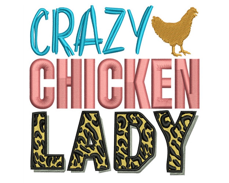 Crazy Chicken Lady Machine Embroidery Design Farm Animal Embroidery 