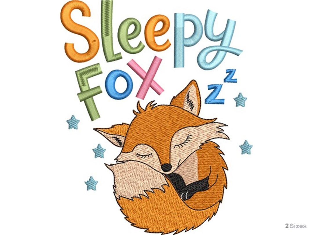 Fox Machine Images Sleepy Fox - Machine Embroidery Design - Baby Nursery Animal Embroidery ...