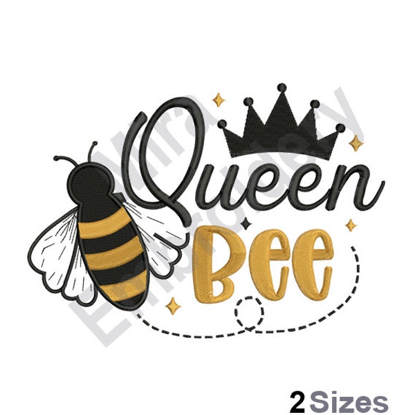 Queen Bee Machine Embroidery Design, Queen Embroidery Designs, Crown Embroidery Patterns, Embroidery Files, Instant Download 2 Sizes 4x4 5x7