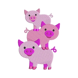Farm Pigs - Machine Embroidery Design / Pigs Family Embroidery Pattern / Farm Animals Digital Embroidery Design / 4x4 and 5x7 2 Sizes