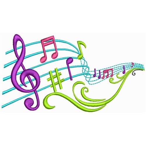 Music Notes Machine Embroidery Design Etsy