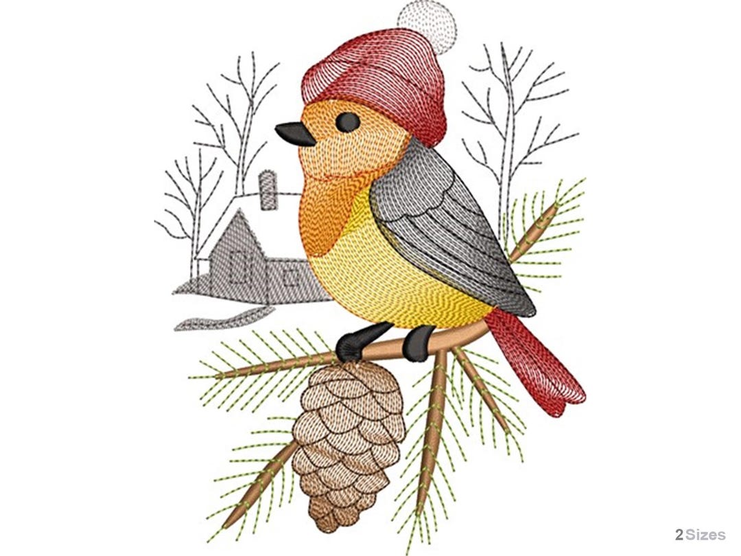 Winter Bird Embroidery Design – Machine Embroidery Design – Christmas ...