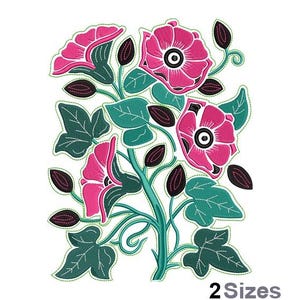 Floral Blooms Embroidery - Pink Flower Embroidery - Naturel Embroidery - Machine Embroidery Design - Digital Instant Download - 2 Sizes