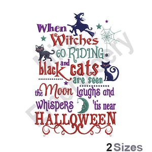 When Witches Go Riding - Halloween Decor - Witch Hat - Spooky Embroidery Pattern - Machine Embroidery Design - Digital Instant Download