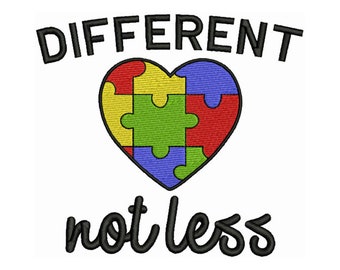 Autism Embroidery Pattern, Different Not Less Machine Embroidery Design, Embroidery Designs, Embroidery Patterns,Embroidery Instant Download