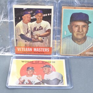 1959 Topps #383 "Palavras de sabedoria" 1962 Topps #29 CASEY STENGEL 1963 Topps #43 "Mestres veteranos"
