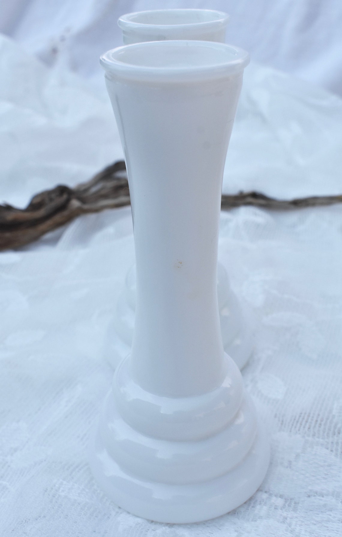Vintage Randall White Milk Glass Single Bud Vases Ribbed Honey Etsy