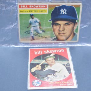 BILL SKOWRON Baseball 1956 TOPPS #61 (Grauer Hintergrund) & 1959 Topps #90 (Weißer Hintergrund) Yankees Card Lot