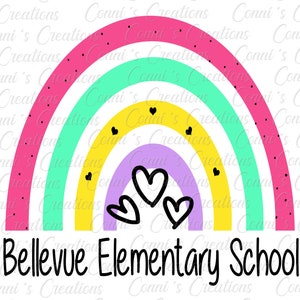 Bellevue Elementary Rainbow Digital Sublimation Design - png