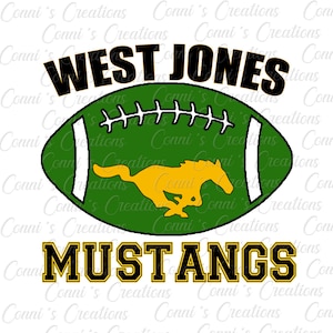 West Jones Mustangs Sublimation Digital Design - png