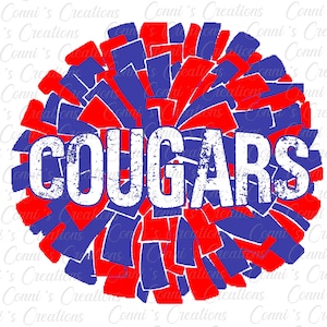 Cougars Pom Pom Digital Sublimation Design - png