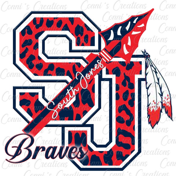 South Jones Braves leopard Digital Sublimation Design - png