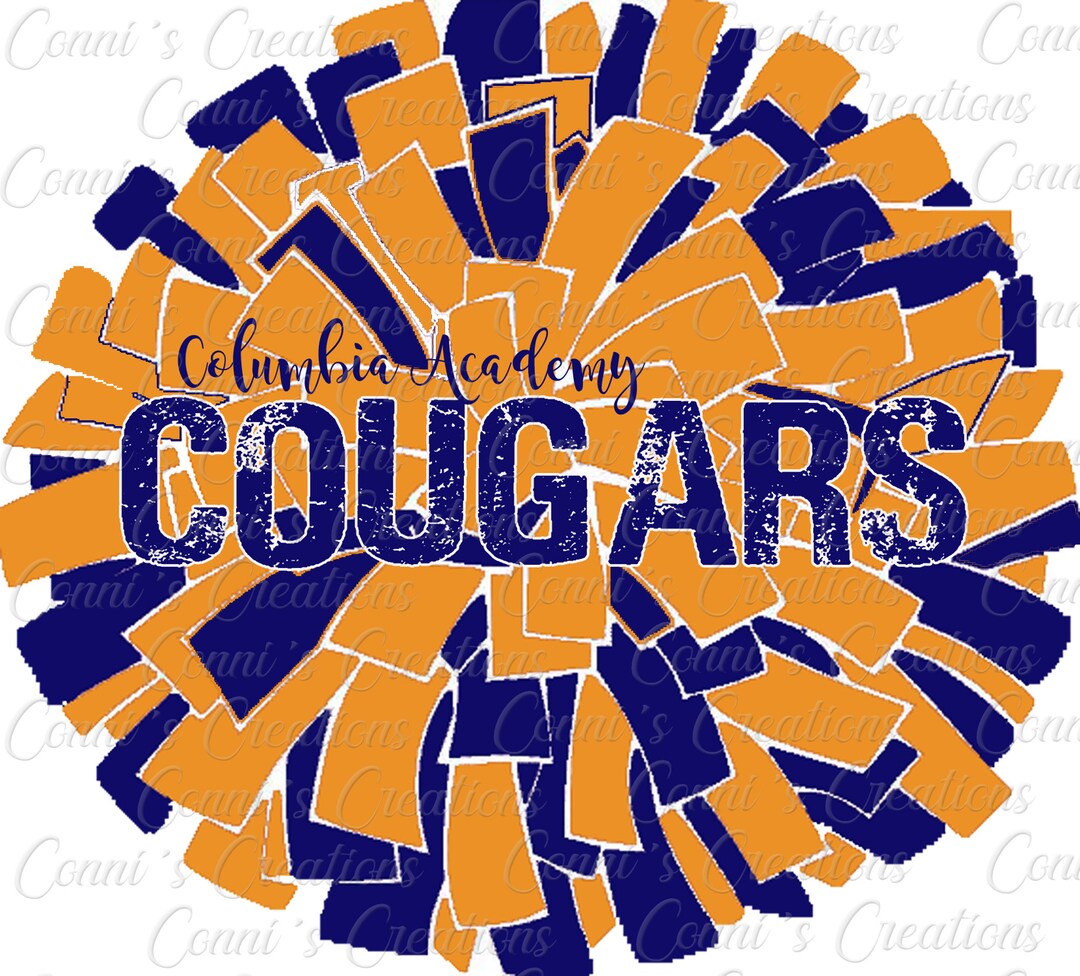 Columbia Academy Cougars Pom Pom Digital Sublimation Design Etsy