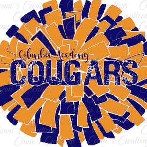 Columbia Academy Cougars Pom Pom Digital Sublimation Design - png