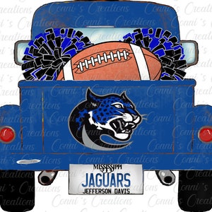 Jefferson Davis County Jaguars - Vintage Truck - sublimation design - png