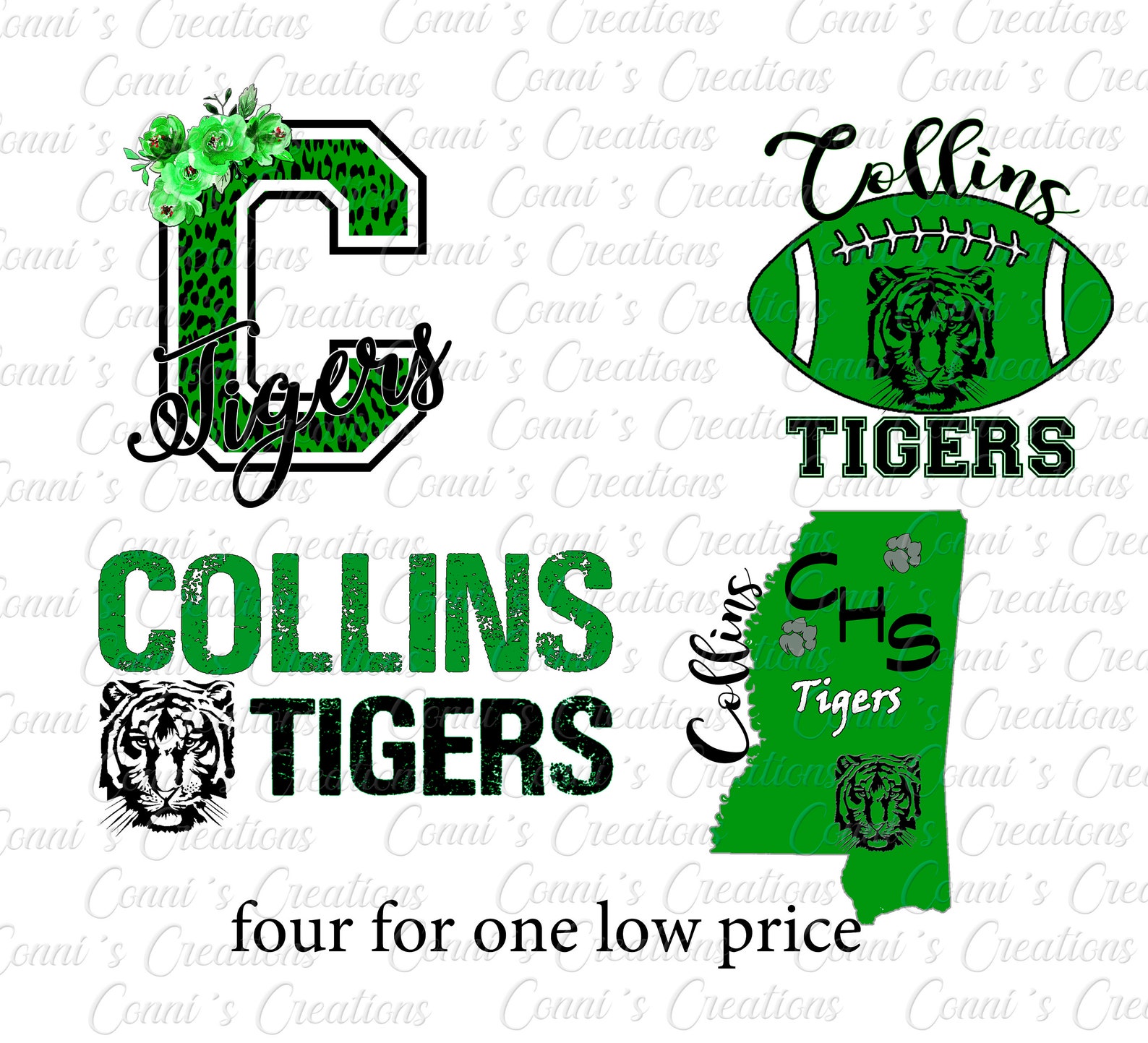 FOUR Collins Tigers Digital Sublimation Designs for One Price Etsy