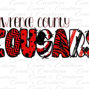 Lawrence County Cougars digitaal sublimatieontwerp - png