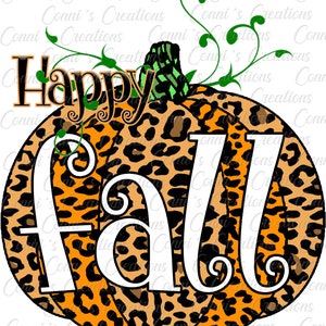 Happy Fall Leopard print pumpkin - sublimation digital design - png