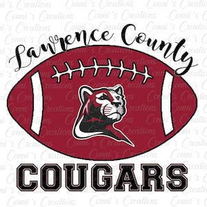 Lawrence County Cougars schattig digitaal sublimatieontwerp - png
