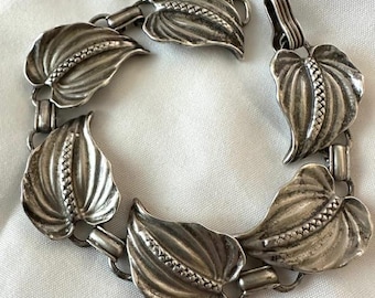 Pulsera vintage Ming's de plata esterlina con anturio, década de 1940/1950